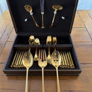 Golden Tiara by  International Silver Complete Set for 12 + Hostess Set RARE